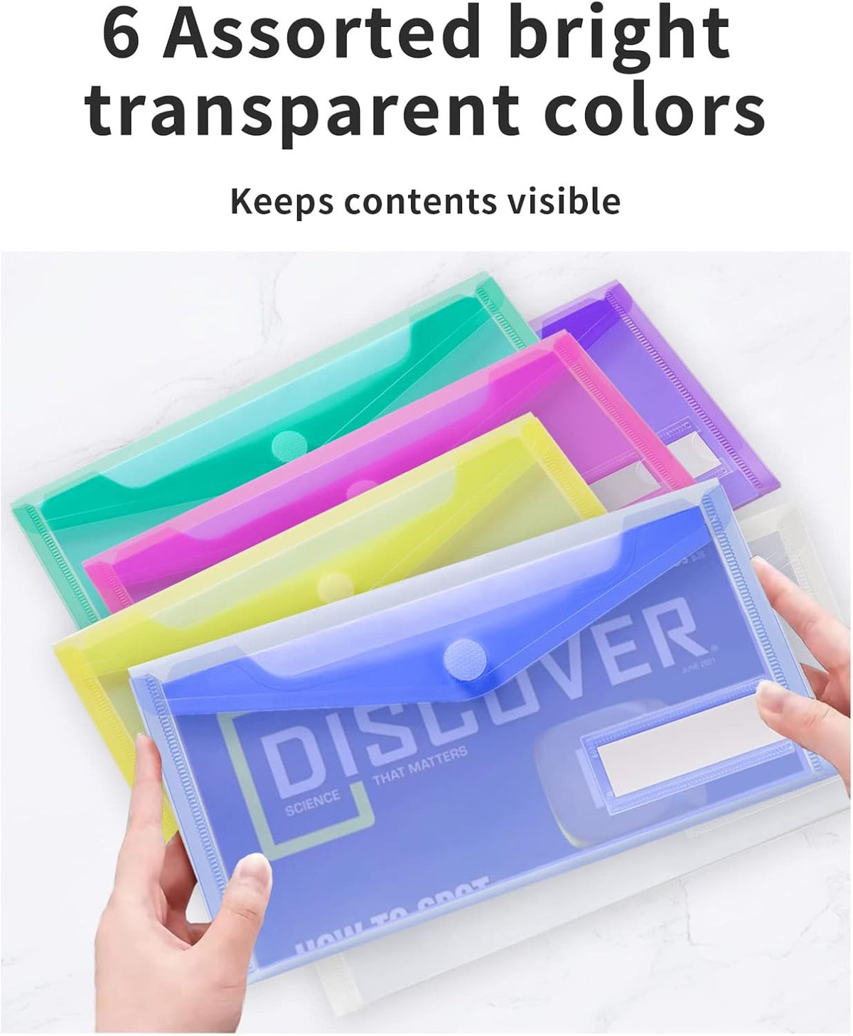 12 Pack Small Plastic Envelopes with Label Pockets - Office Organization
