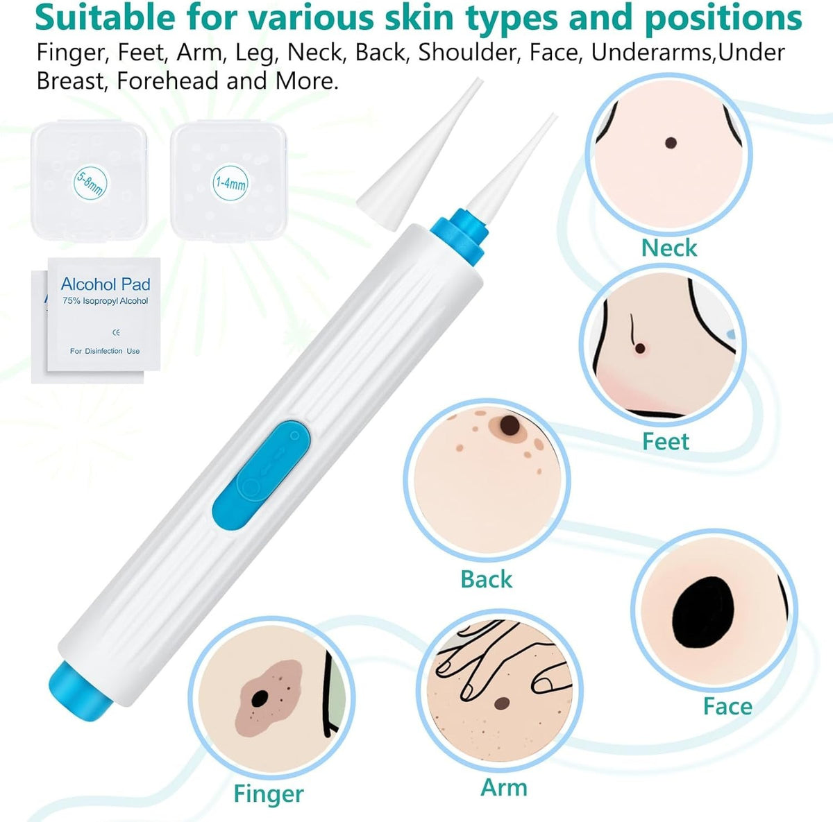 Painless Skin Tag Remover Kit Auto Safe Removal Device for 1-9mm Bands