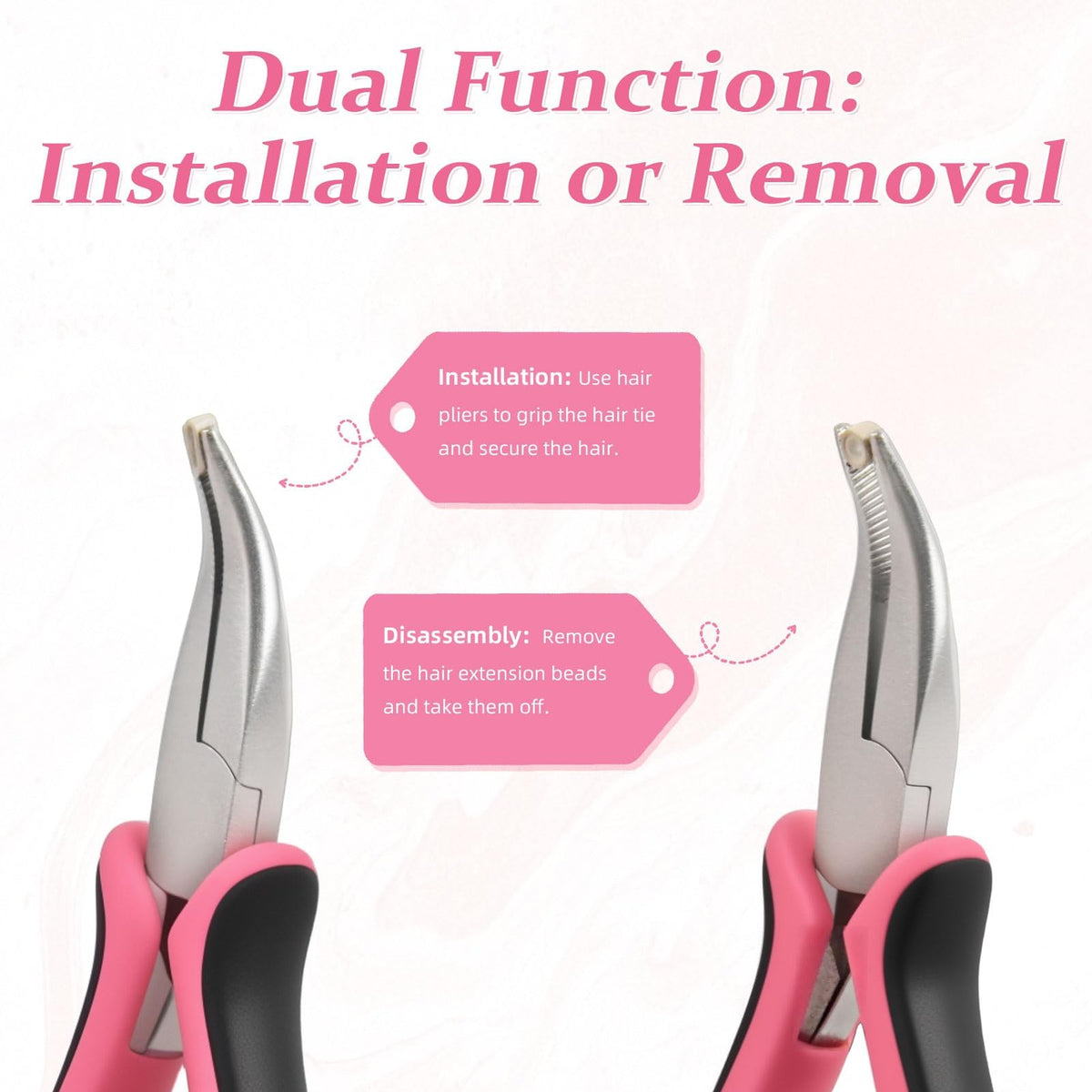 Hair Extension Pliers,3PCS Micro Link Nano Ring Tool for Pink