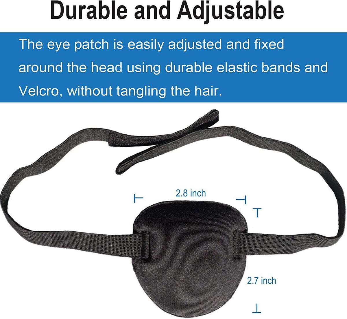 Adjustable 3D Eye Patch for Lazy Eye - Black Right Eye, 2 Pack