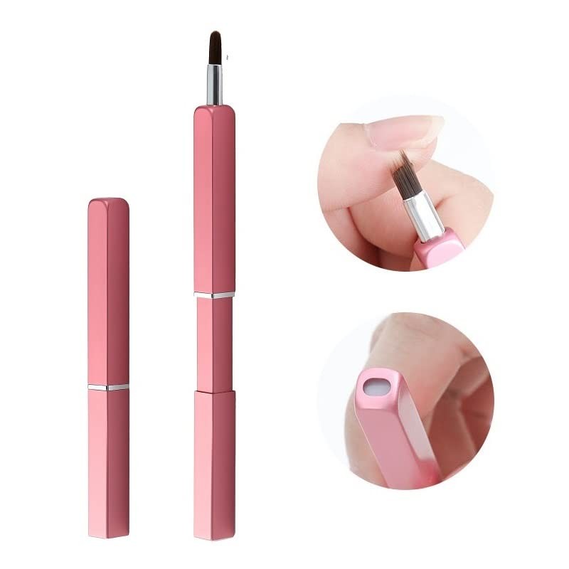 Lip Brush - Retractable Pink Makeup Tool for Precise Lip Color Application