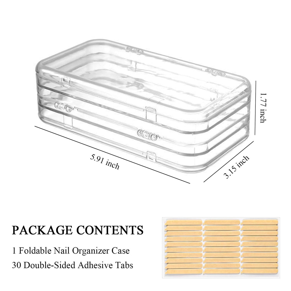 Press On Nail Organizer Case Tri-Fold Acrylic Storage Box for Manicure