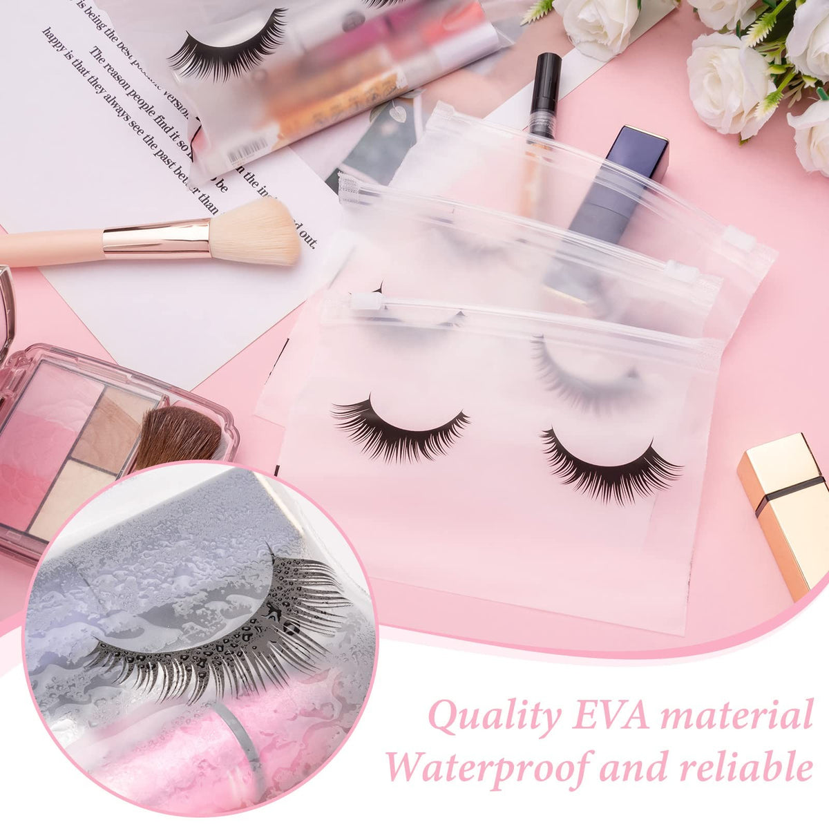 100PCS Waterproof Clear Makeup Bags with Zipper for Cosmetics & Travel