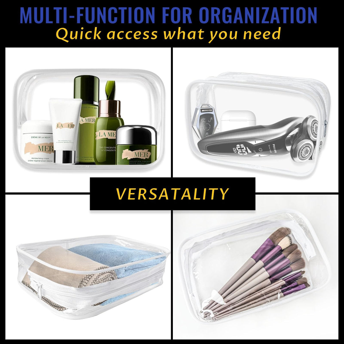 16 Pack Clear Travel Makeup Bags TSA Approved Waterproof PVC Organizer