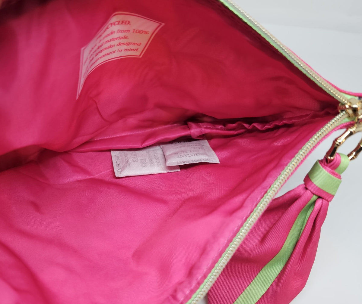 Estée Lauder Ruben Toledo Tropical Cosmetic Makeup Bag Pink Green 6x10x3 Inches
