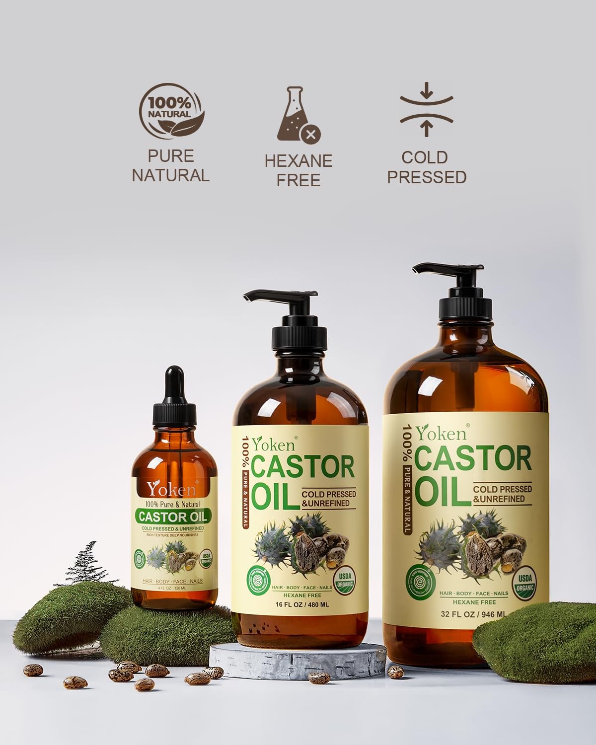 Organic Castor Oil 16oz - Cold Pressed, Pure, Hexane Free for Hair & Skin