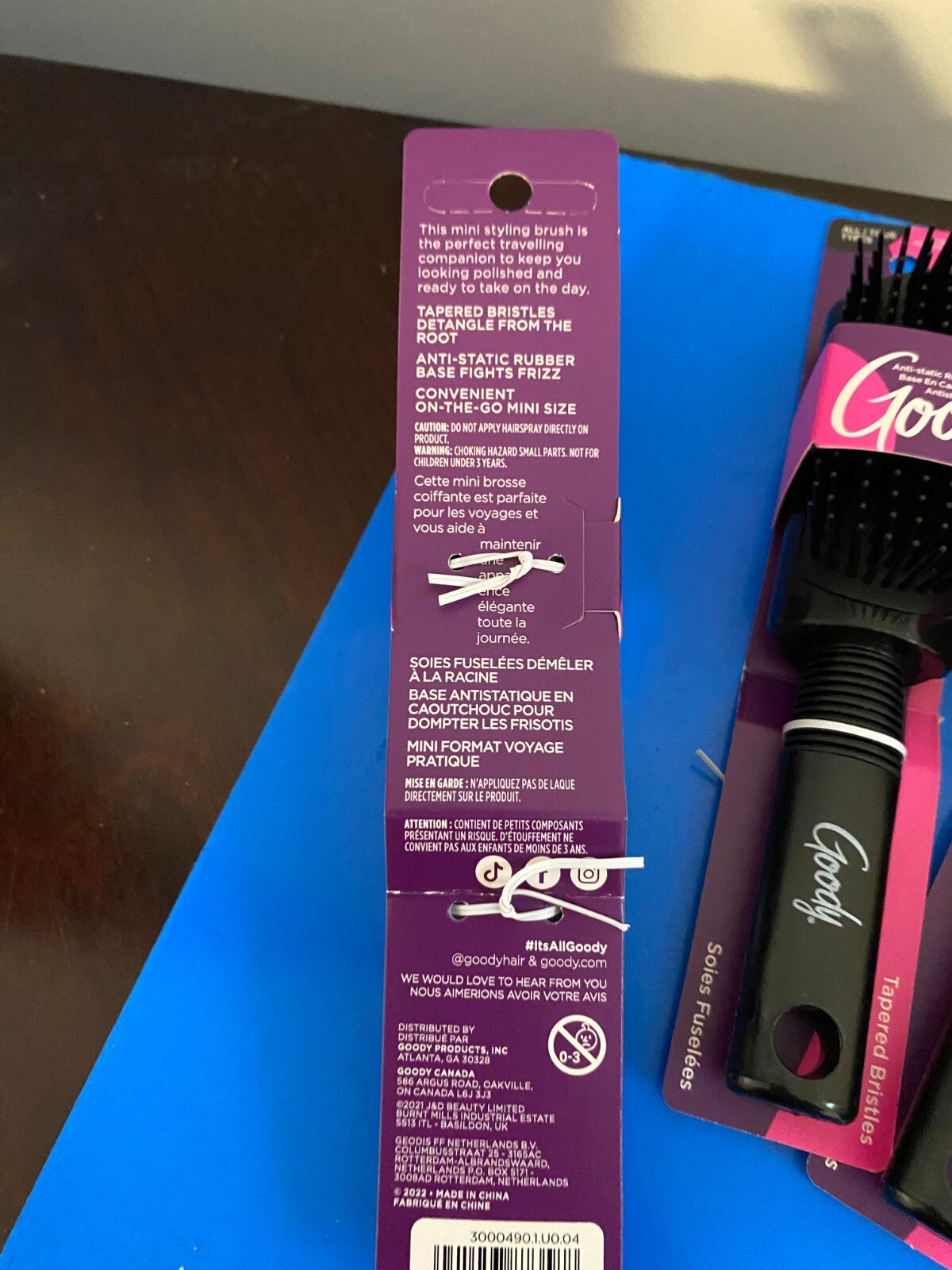 Mini Styling Rubber Base Hair Brush Set - Tapered Bristles for All Hair Types