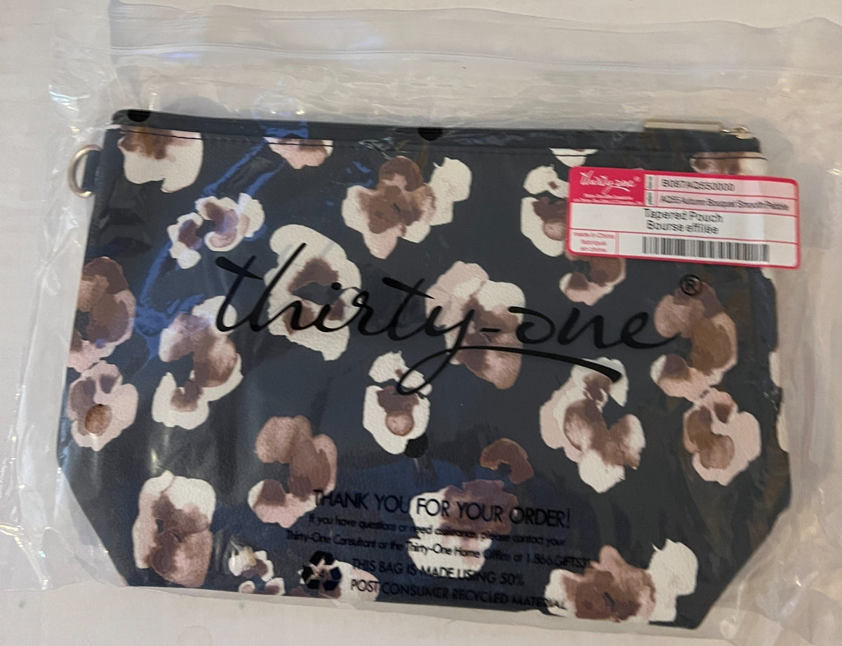 Tapered Zipper Pouch with Autumn Bouquet Design 10x6.5 Inches