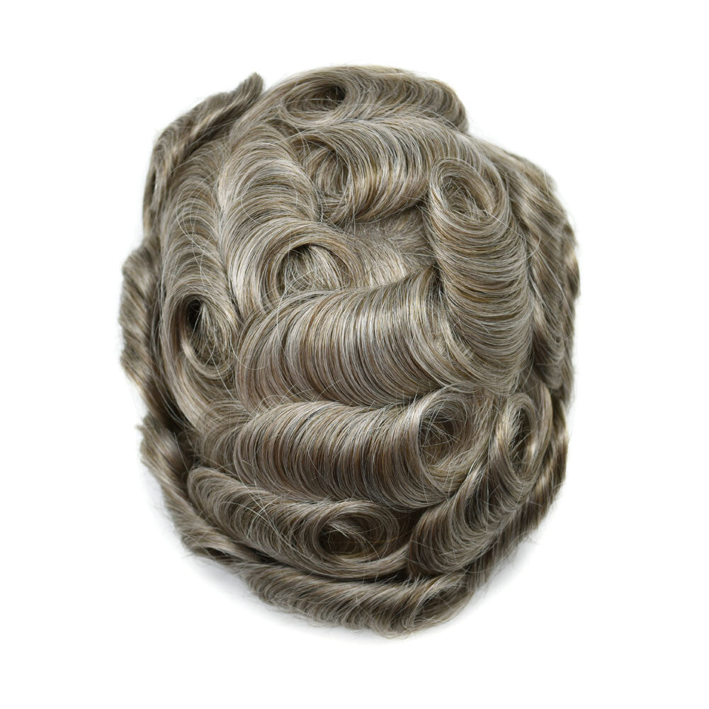 Men's Bleached Lace Front Hair Replacement Toupee - Natural Hairline, Virgin Human Hair