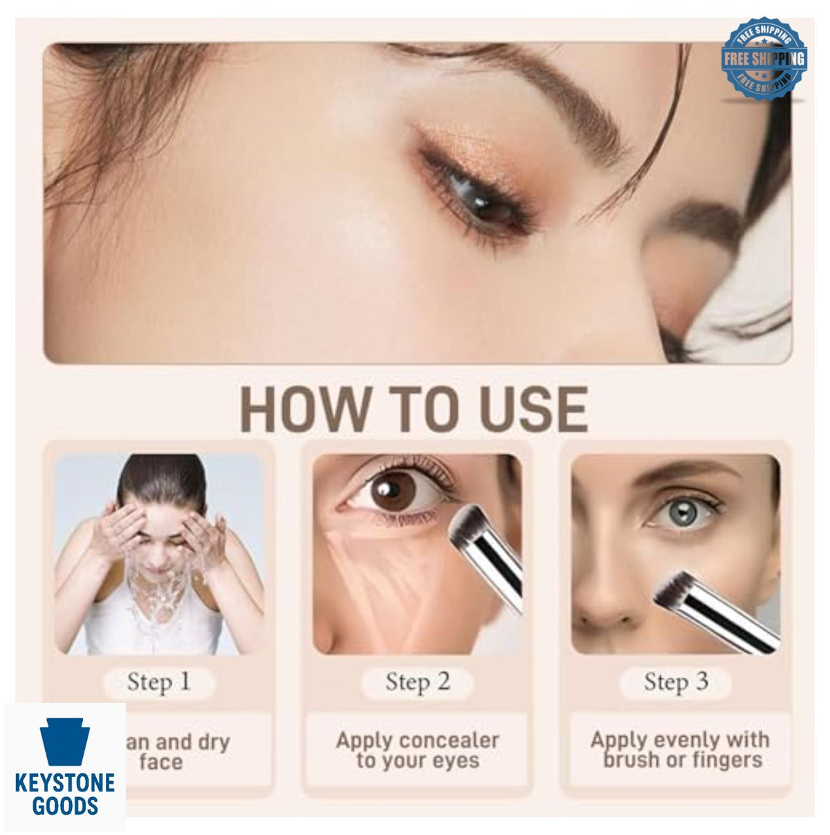 Undereye Corrector Cream for Dark Circles & Redness - Light-Medium Peach