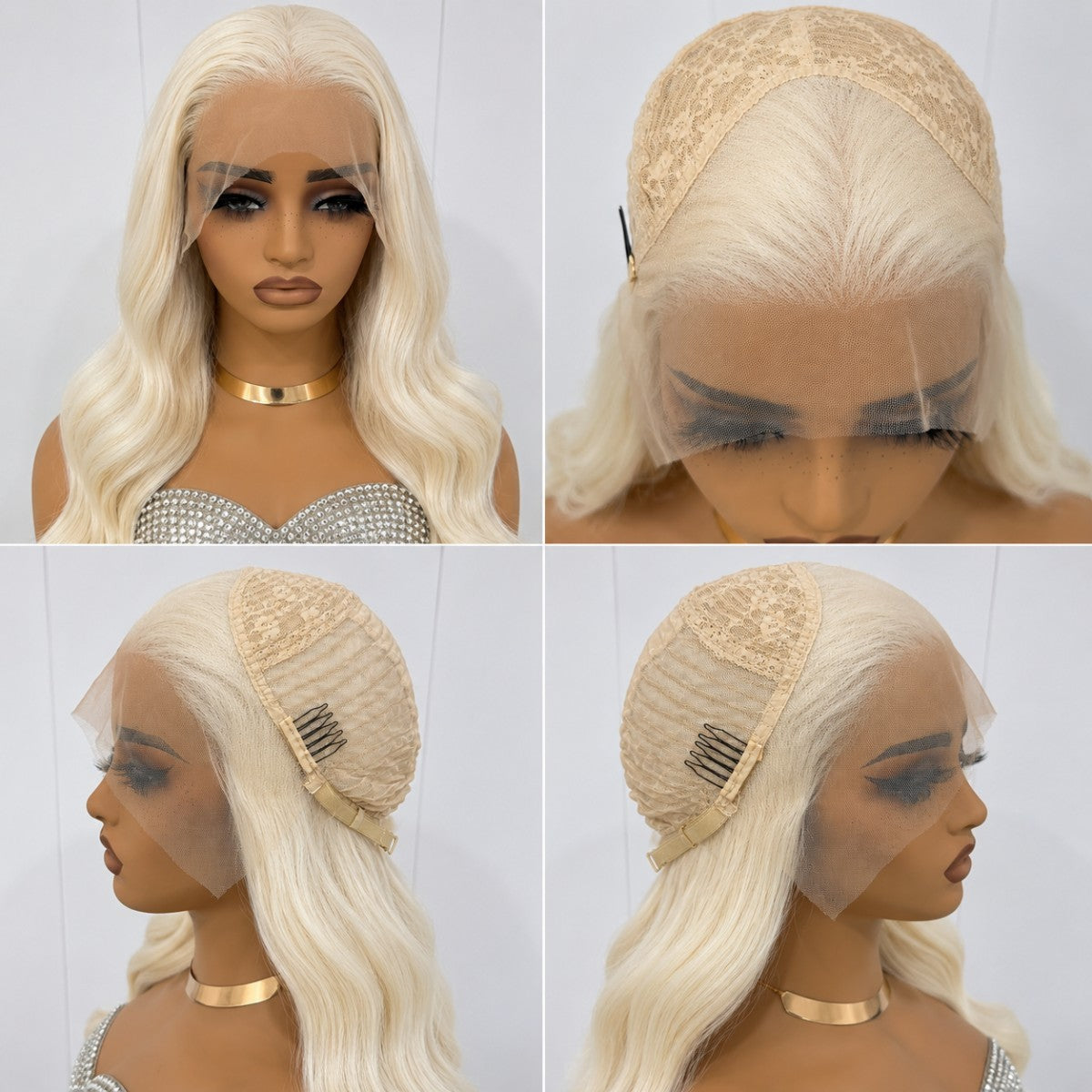 Long Wavy Bleach Blonde Lace Front Wig - Heat Resistant Synthetic Hair
