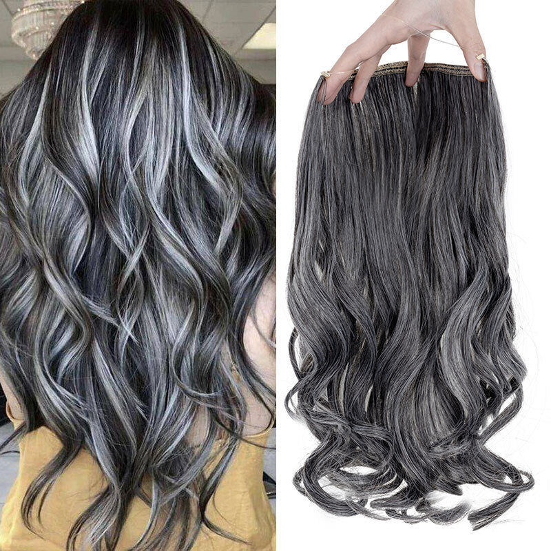 Invisible Wire Hair Extensions - Natural Synthetic Length & Body Wavy or Straight