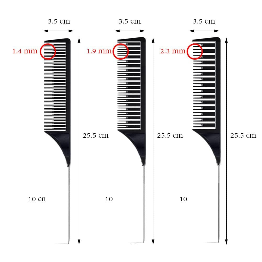 Professional Hair Dyeing Comb Set - Highlight & Styling Combs with Black