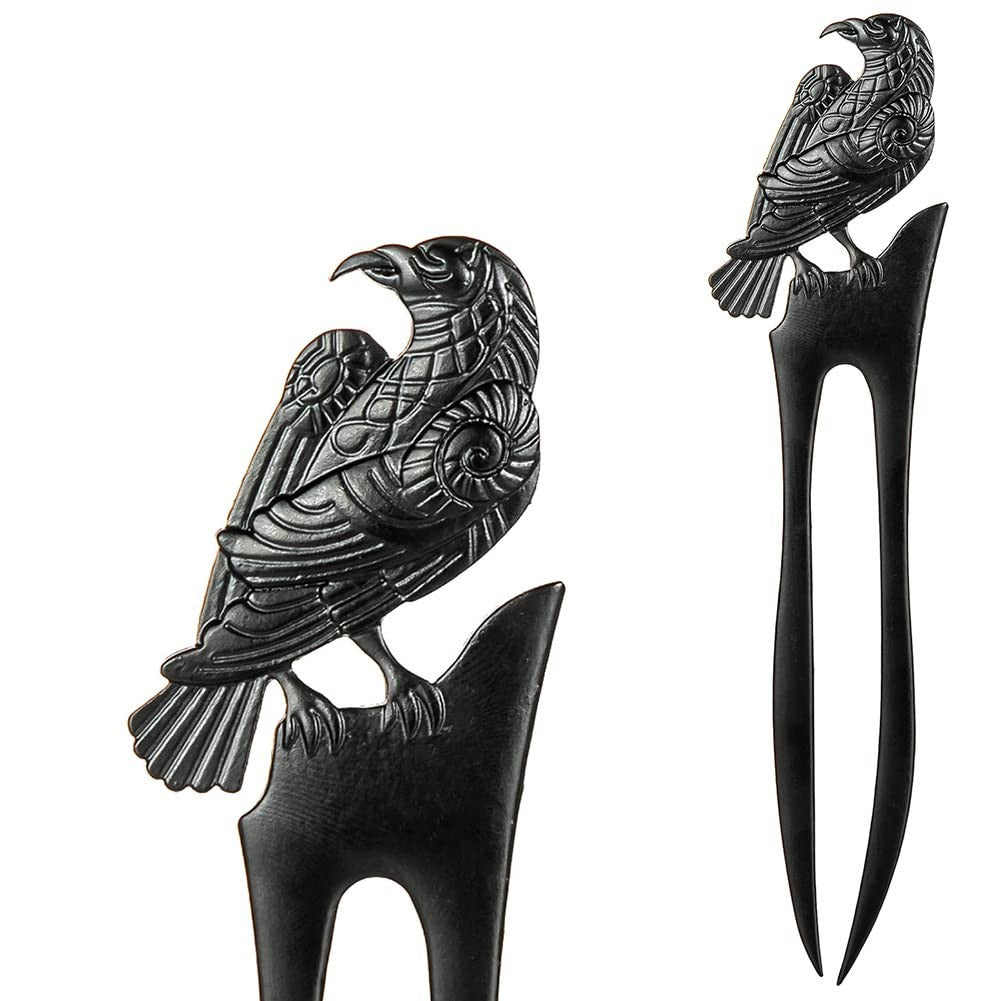 2pcs Viking Raven Prong Hair Fork Styling Pins 1 Count (Pack of 2),