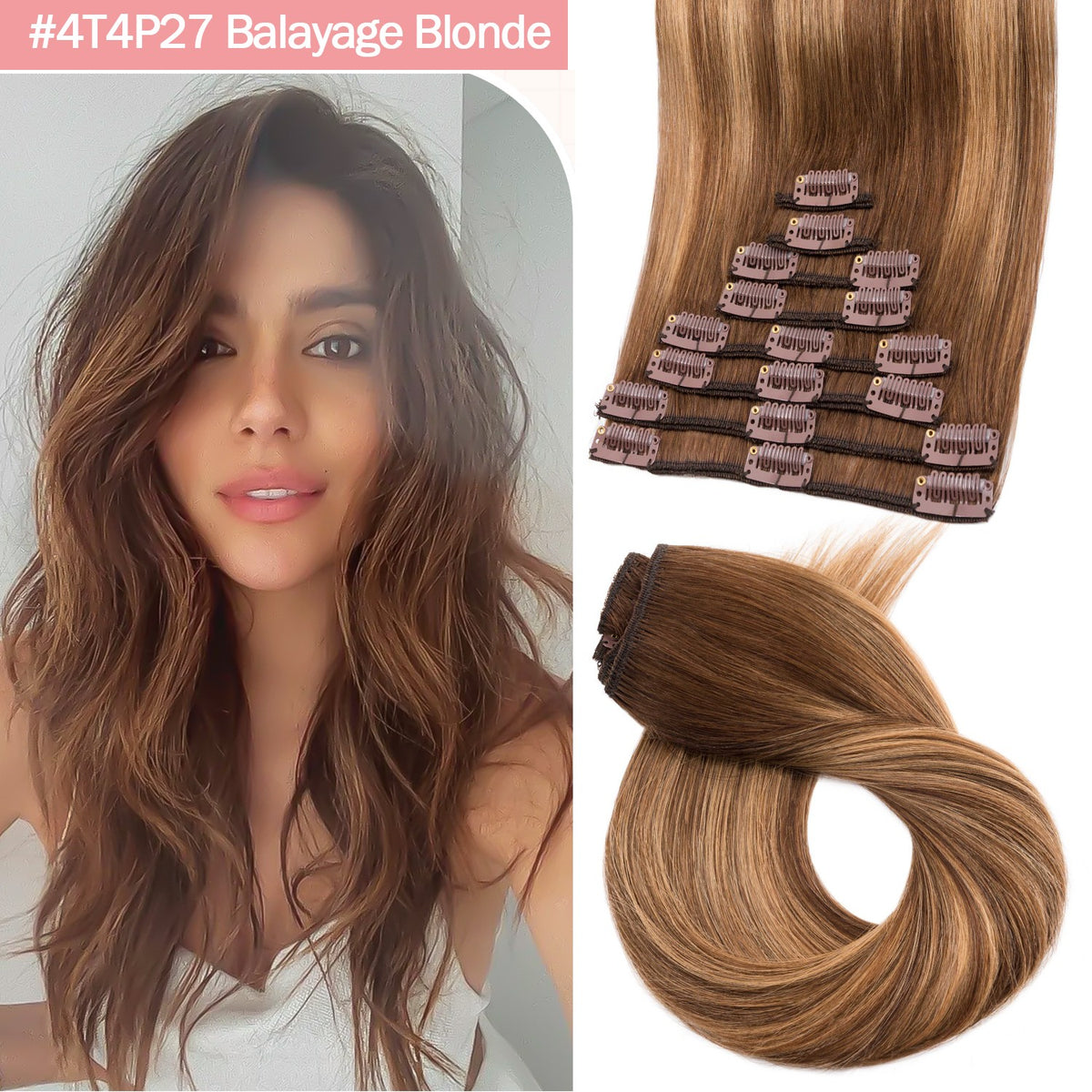 Clip-In Hair Extensions - 100% Real Human Hair Full Head Sets