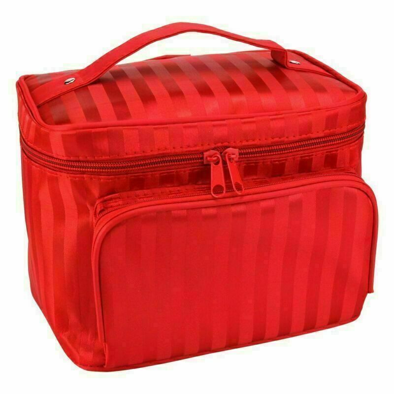 Large Cosmetic Makeup Bag Organizer Travel Kit with Handle and Multiple Pockets