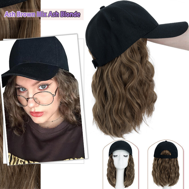 Adjustable Baseball Cap Wig with Hair Piece - Short Long Synthetic Hair
