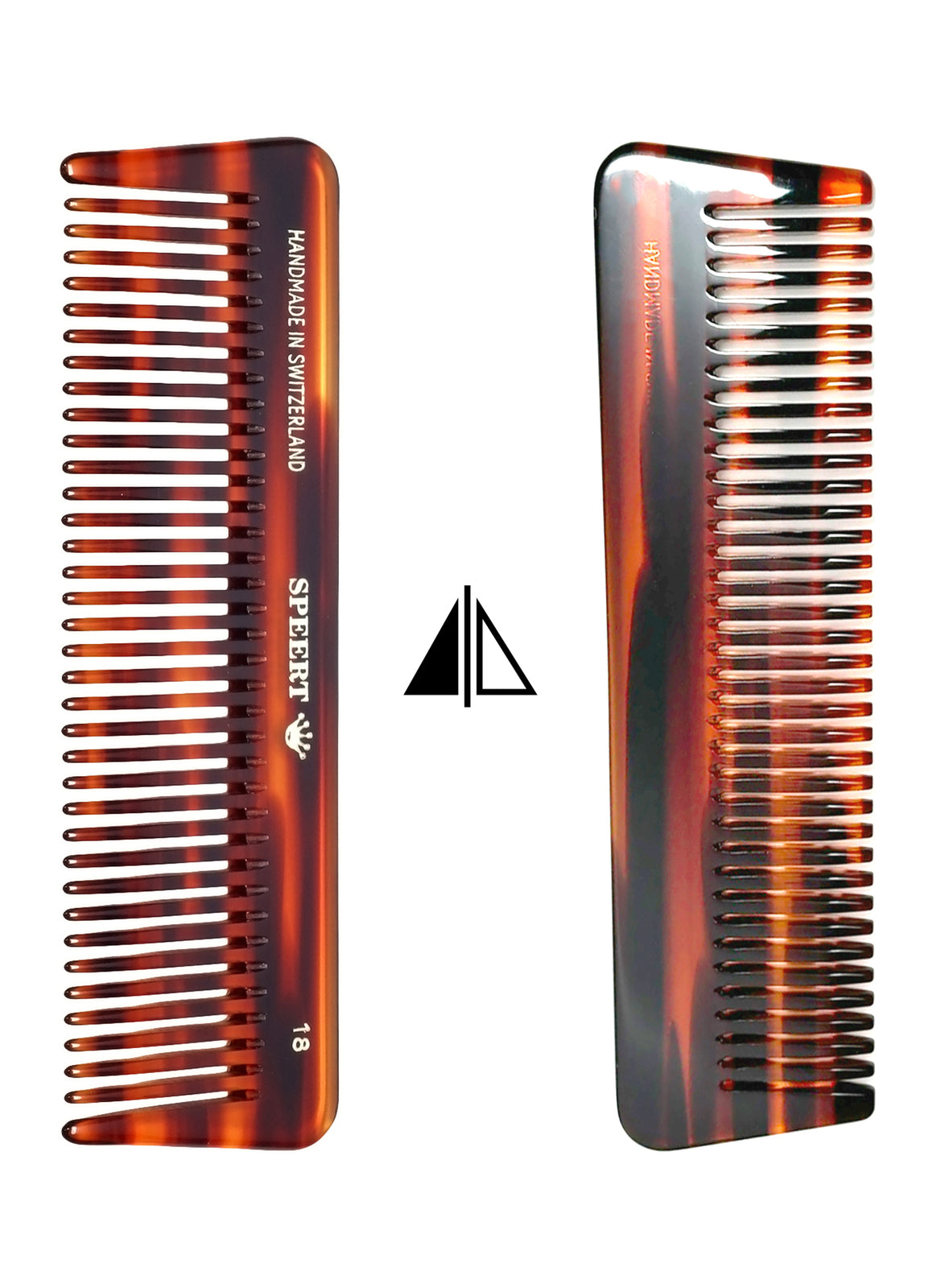 Handmade Swiss Cellulose Acetate Hair Comb - Style #18, 5 Inch Havana Tortoise Brown Gold