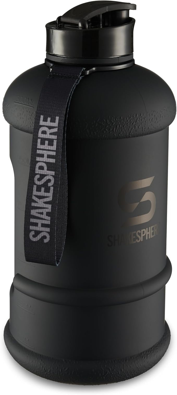 Large Sports Water Bottle 1.3L Matte Black BPA-Free Hydration Jug