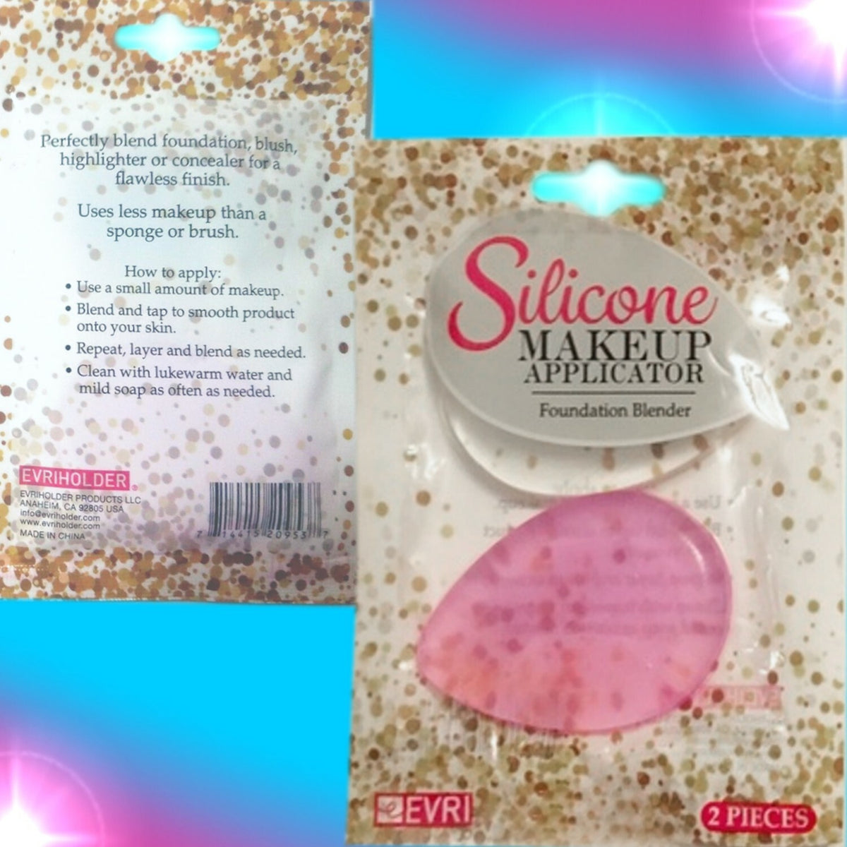 Silicone Makeup Applicator Blender 2 Pack – Reusable Anti-Bacterial Cosmetic Tool