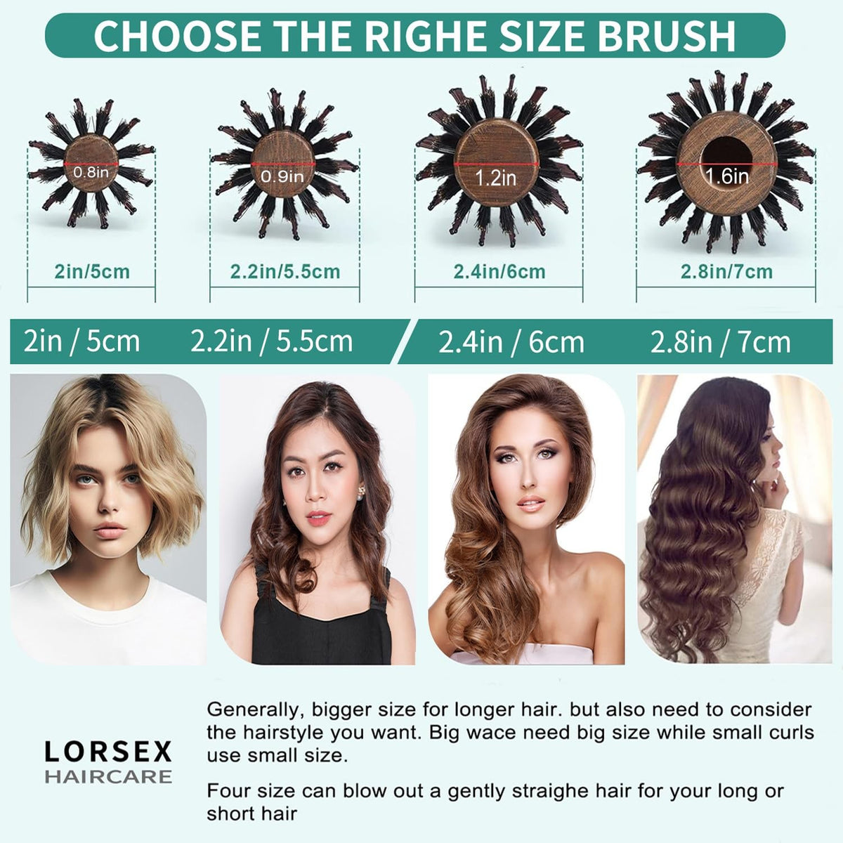 Round Boar Bristle Hair Brush for Blow Drying 2.8 Inch Salon-Style Styling Tool