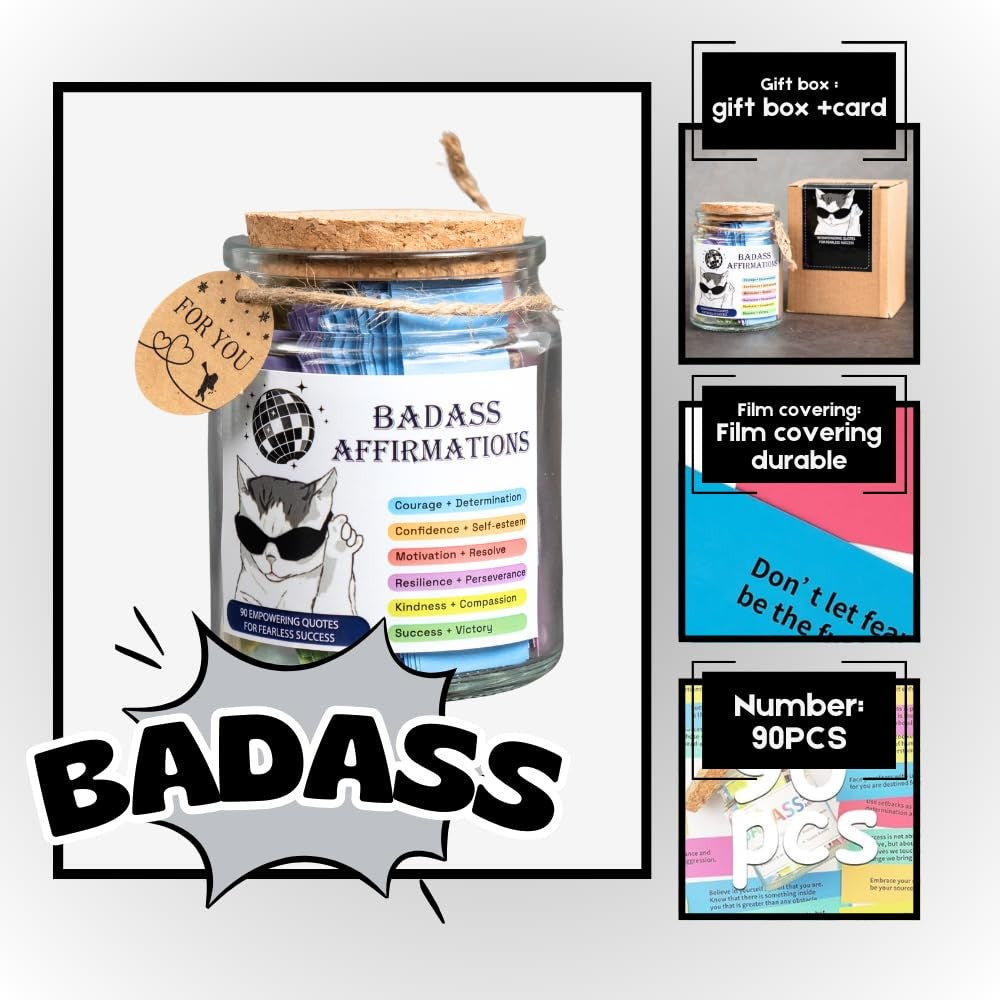 Positive Affirmation Jar for Women - Self-Care & Empowerment Gift with 90 Cards