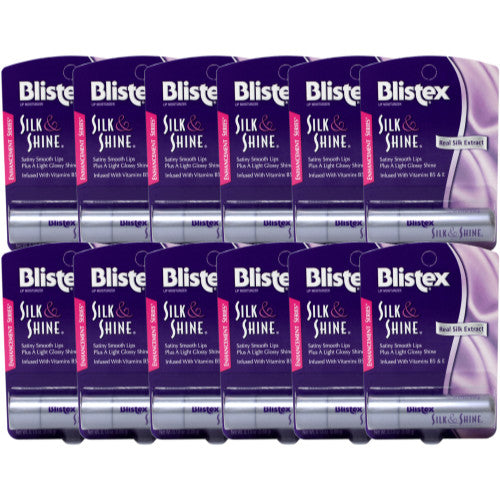 12 Pack Lip Balm Set - Silky Shine with Vitamins & Moisturizers