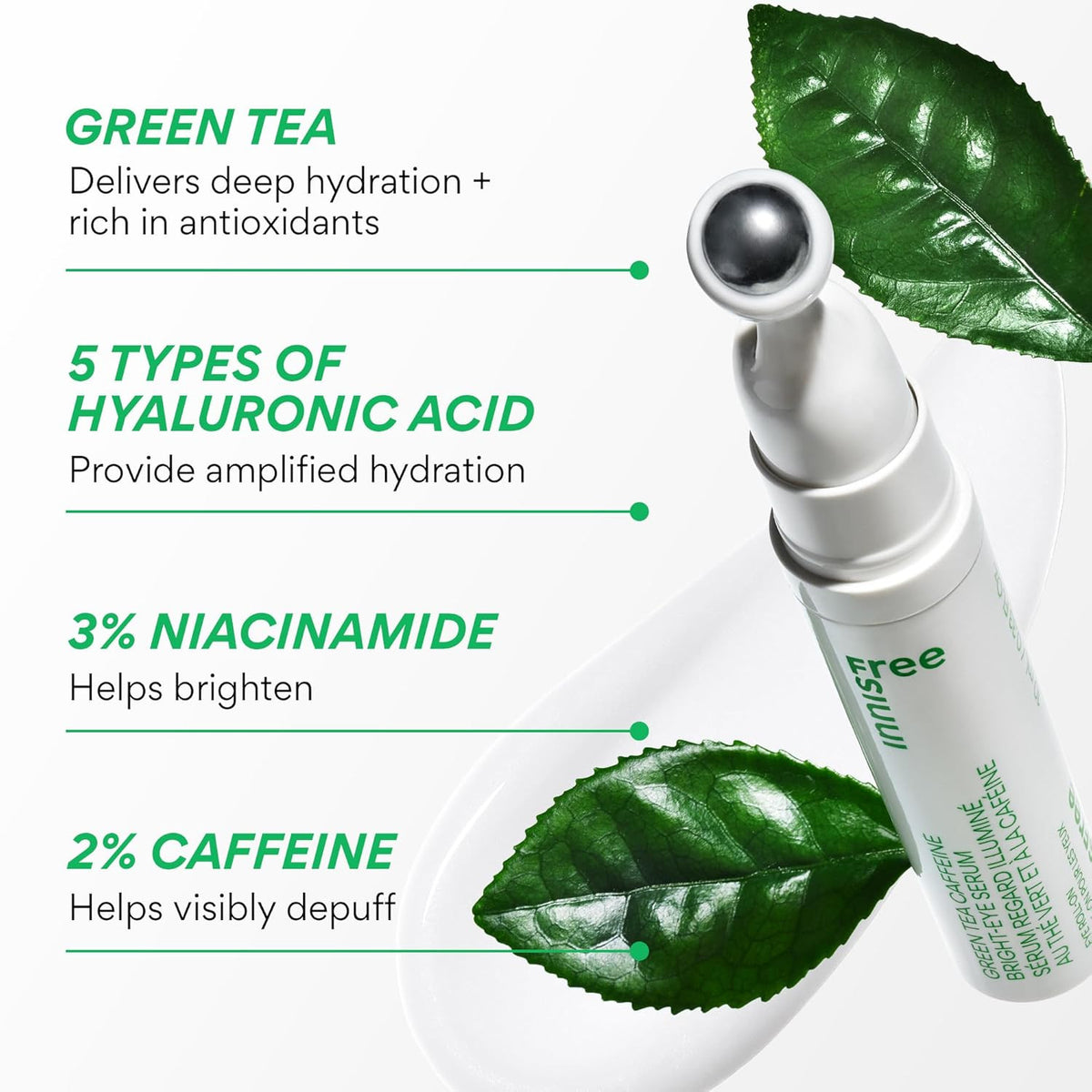 Brightening Caffeine Eye Serum with Niacinamide & Cooling Roll-On