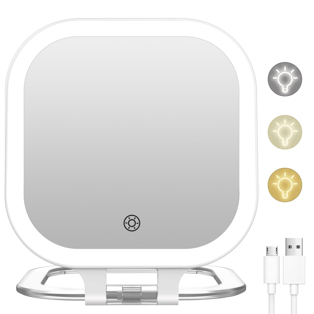 Rechargeable 10X Magnification Travel Makeup Mirror with LED Light