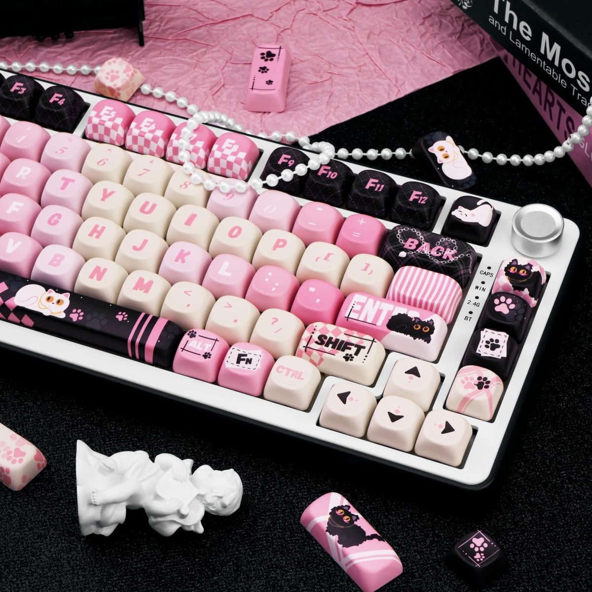 Cute Cat Keycaps Set - 134 PBT Cherry MX Key Cap for Mechanical Keyboard