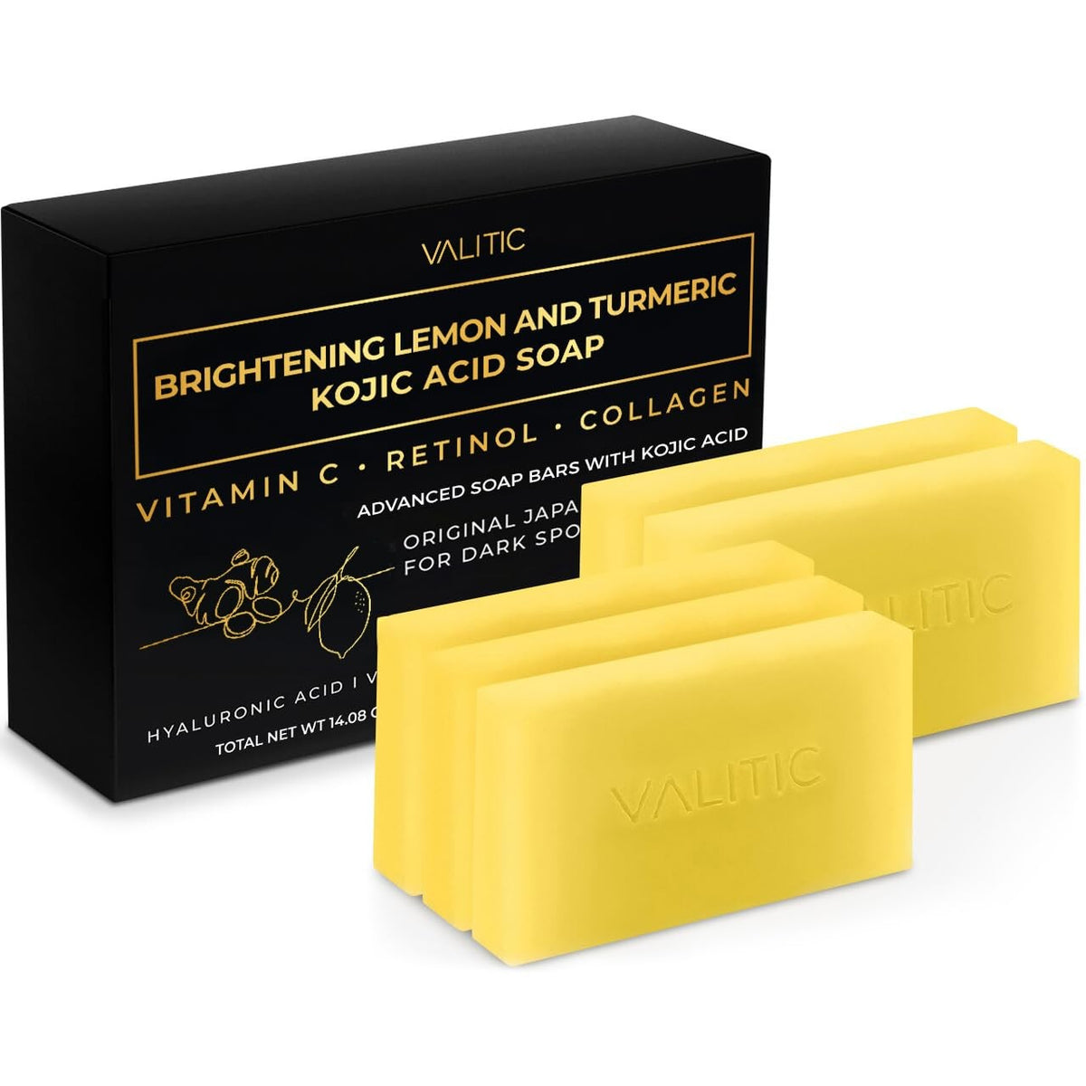 Brightening Lemon Turmeric Kojic Acid Bar Soap Pack of 5 - Clarify & Illuminate Skin