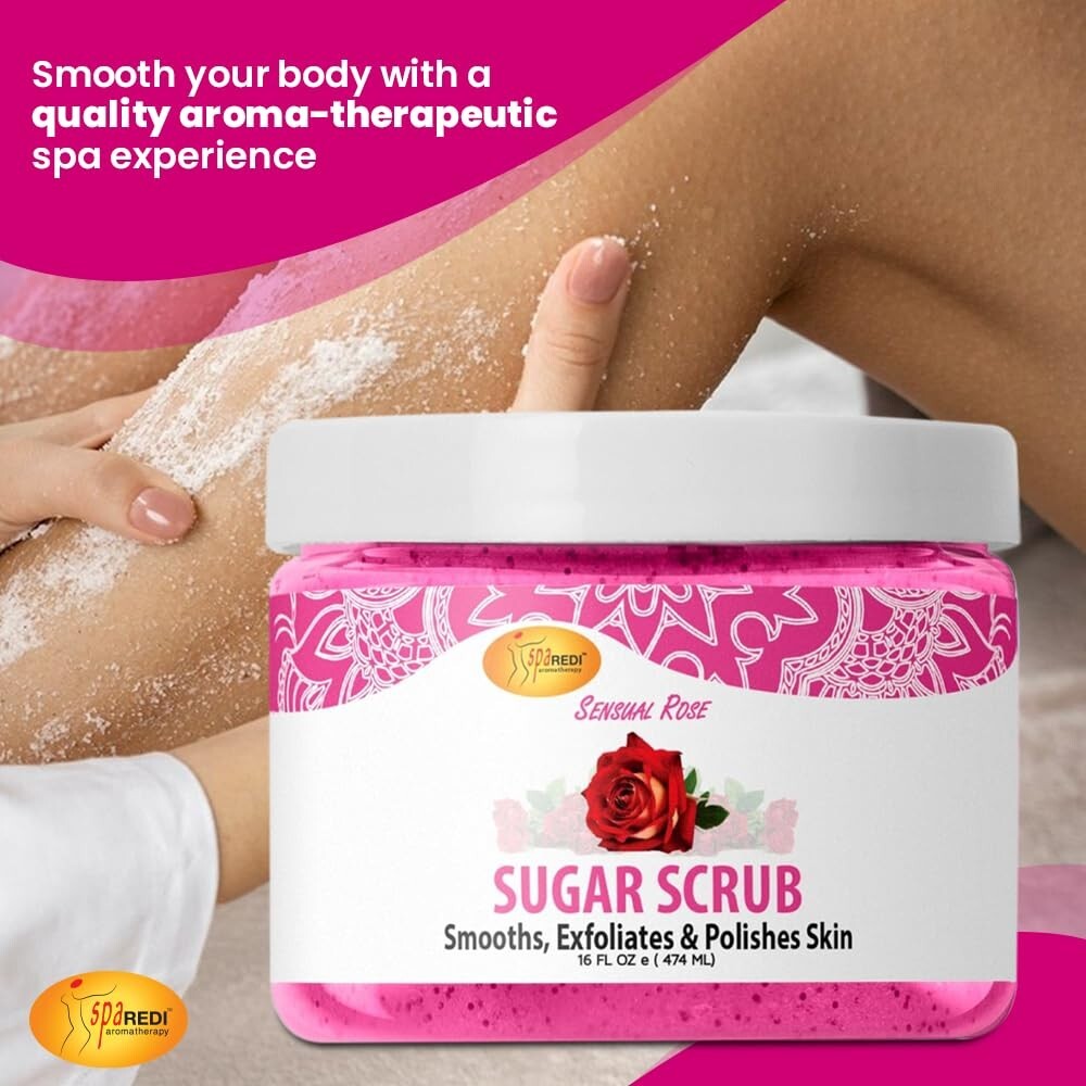 Sugar Body Scrub Exfoliant - Sensual Rose, 16 oz