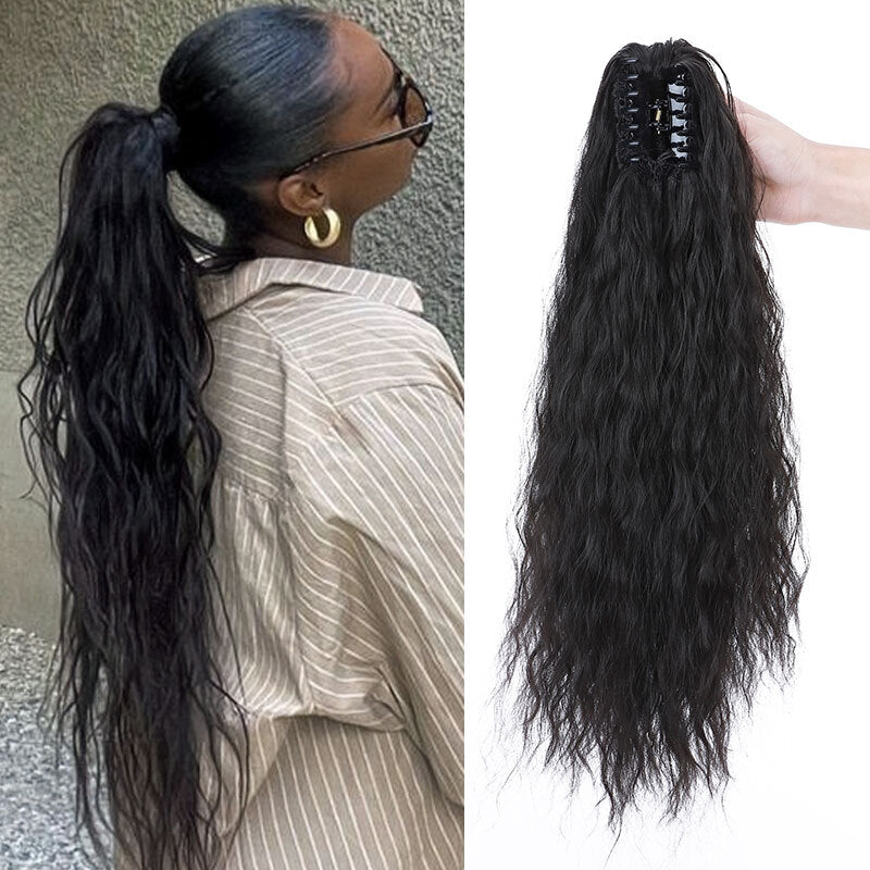 26-Inch Real Human Hair Ponytail Extension with Claw Clip - Thick Hairpiece