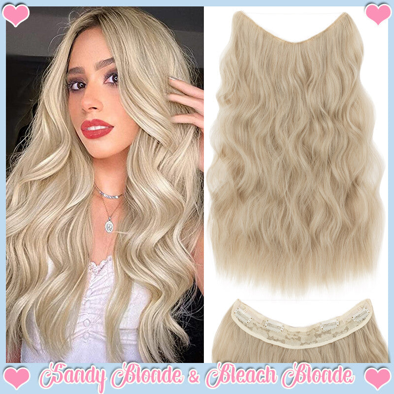Clip-In Wavy Hair Extensions with Invisible Wire - Natural Synthetic Hairpiece