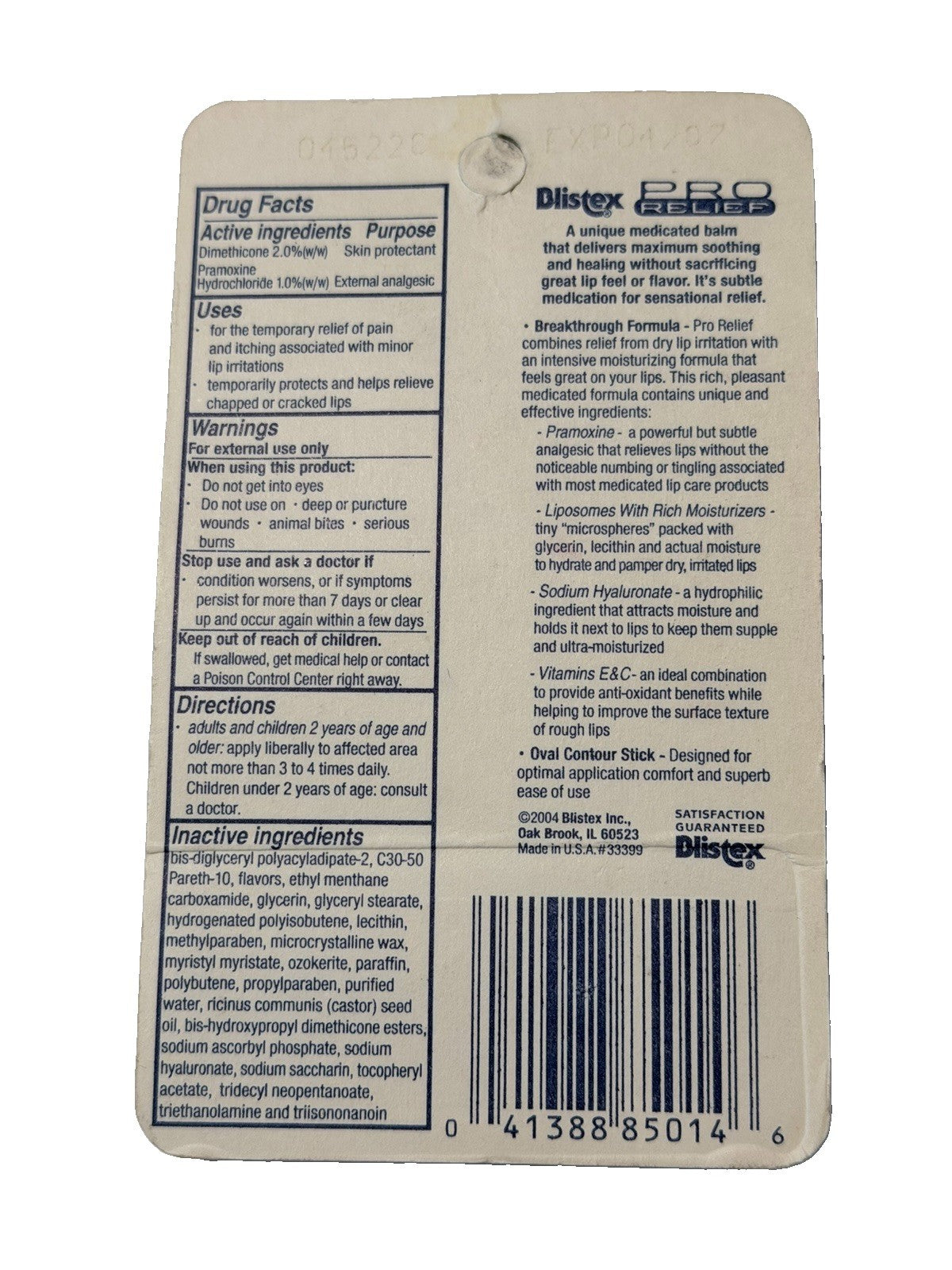 Medicated Lip Balm - Blistex Pro Relief Contoured Sealed