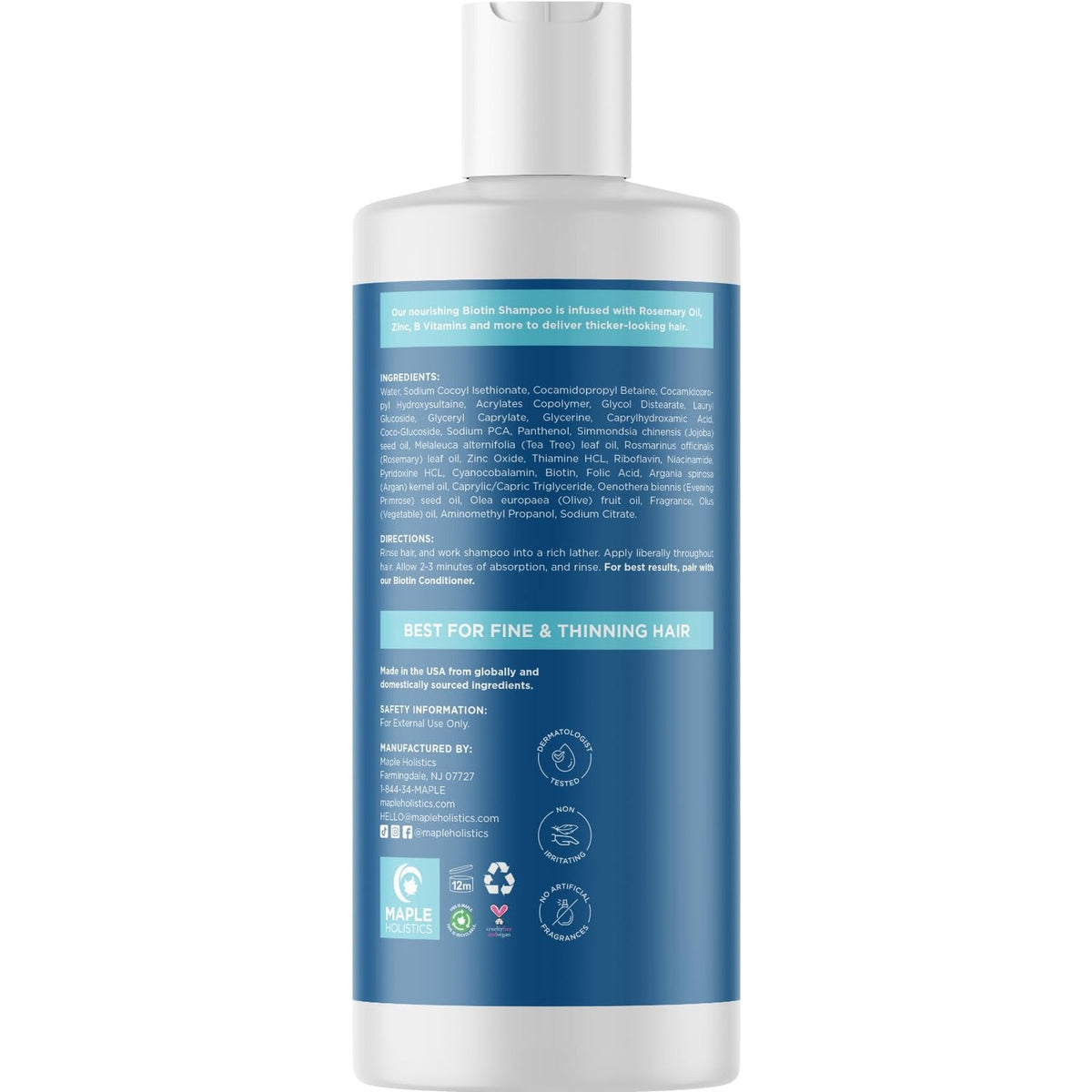 Rosemary Biotin Shampoo for Thinning Hair Vegan Volumizing Fine B