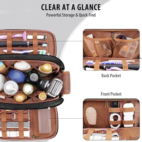 Large Water-Resistant Hanging Toiletry Bag for Travel with Organizer & Leak-Proof Bottles