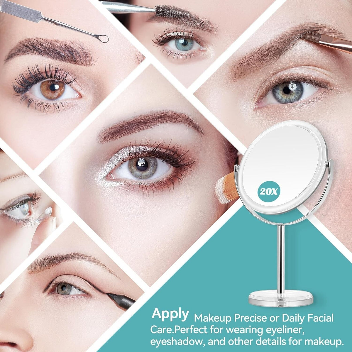 20X Magnifying Makeup Mirror with Stand - Portable & Adjustable