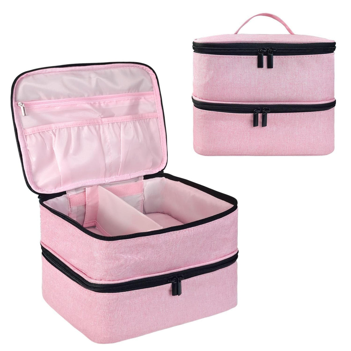 Pink Nail Polish Storage Bag Holds 30 Bottles & Lamp Kit Organizer