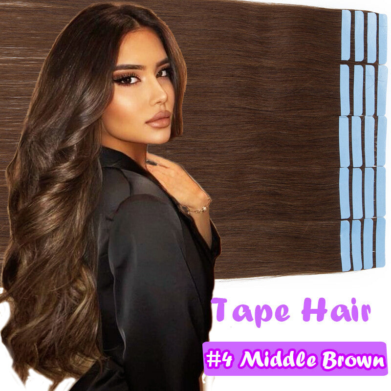 Russian Remy Human Hair Tape-In Extensions Full Head - 60PCS, Multiple Lengths & Colors