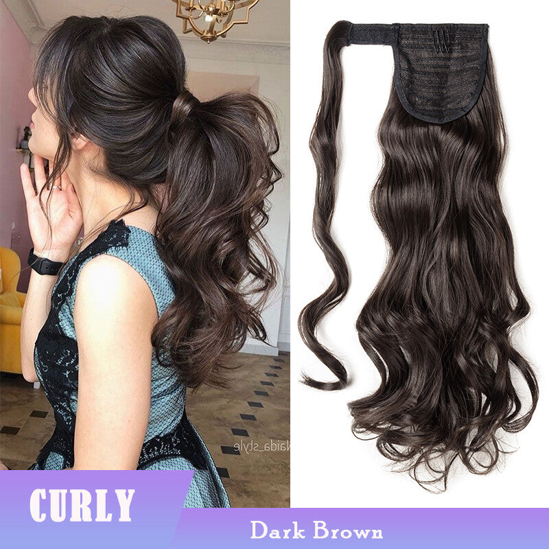 Clip-In Ponytail Hair Extensions Thick Wavy Natural Look 24-32 Inch