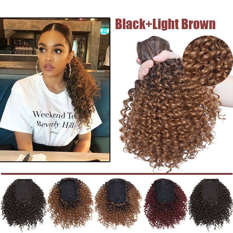 Kinky Curly Ponytail Clip-In Hair Extension with Drawstring - Natural & Voluminous