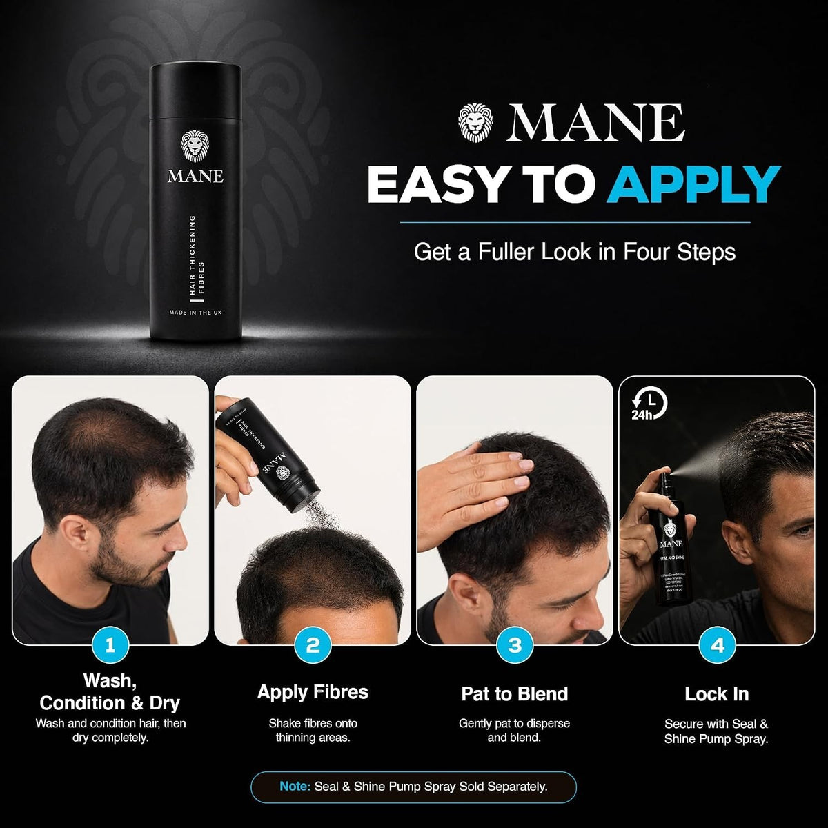 Hair Building Fibers for Thinning Hair - Black