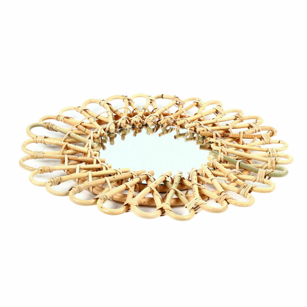 Nordic Style Rattan Wall Mirror - Space Saving Bathroom & Living Room Decor