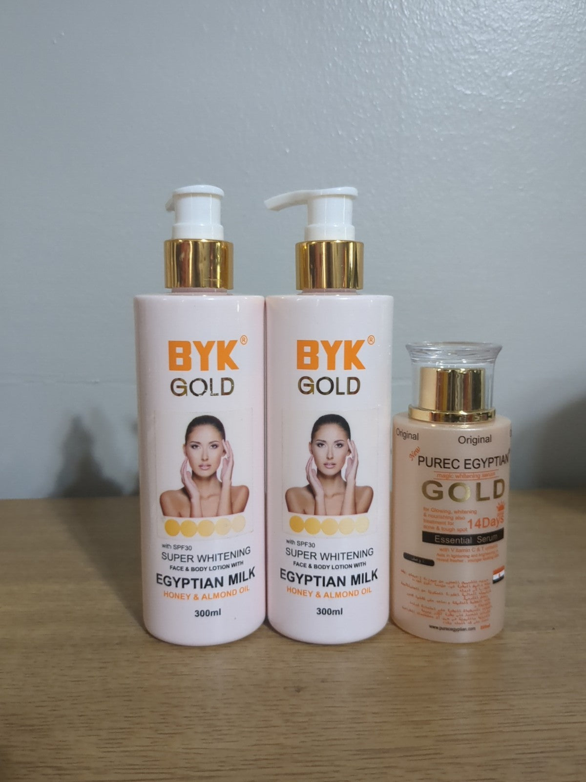 2-Piece Gold Egyptian Honey Almond Milk Face & Body Lotion with Vitamin C Serum