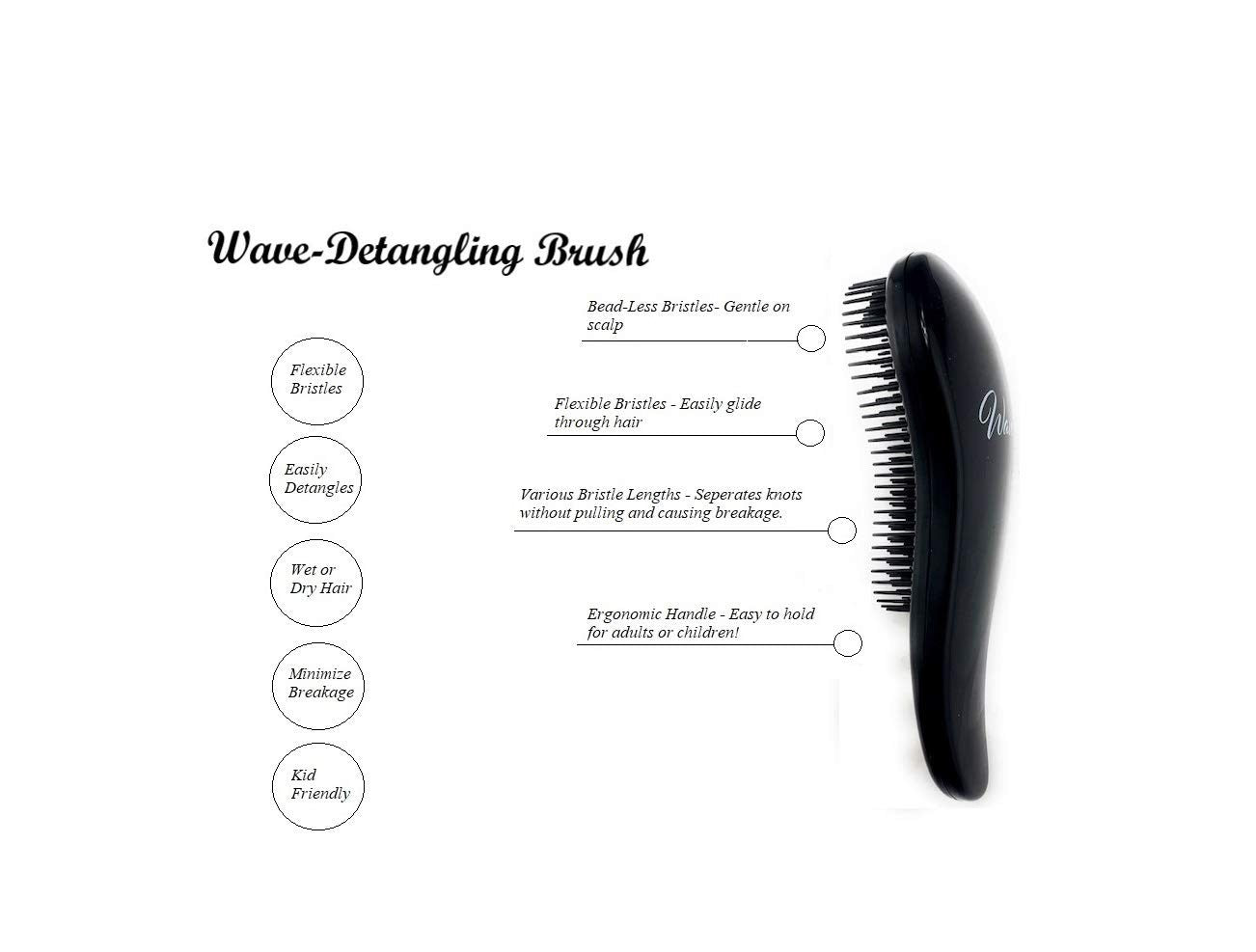 Detangling Hair Brush - Pink, Black & Grey, Pack of 4 for All Hair Types