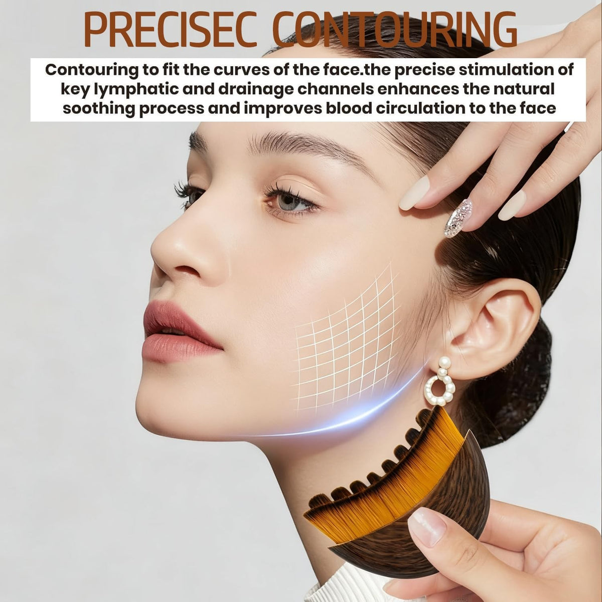 Lymphatic Contour Face Brush Set - Gentle Dry Brushing for Facial Drainage and Sculpting