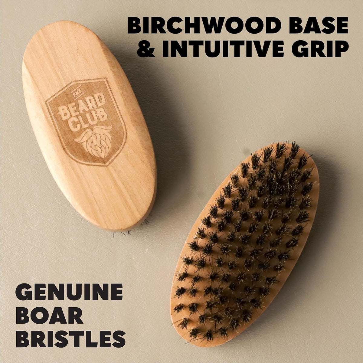 Boar Bristle Beard Grooming Brush with Birchwood Handle for Styling & Growth