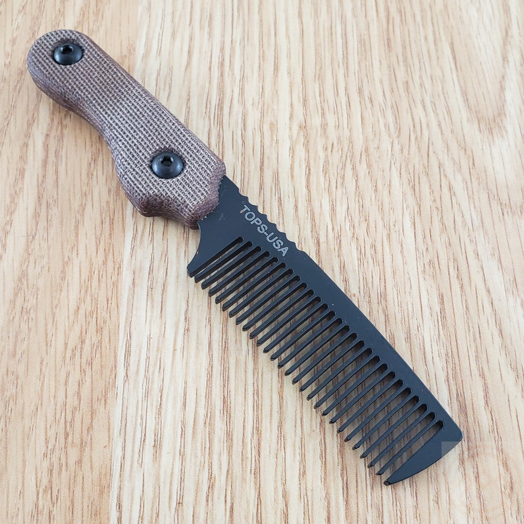 3-Inch Carbon Steel Rake Blade with Tan Canvas Micarta Handle