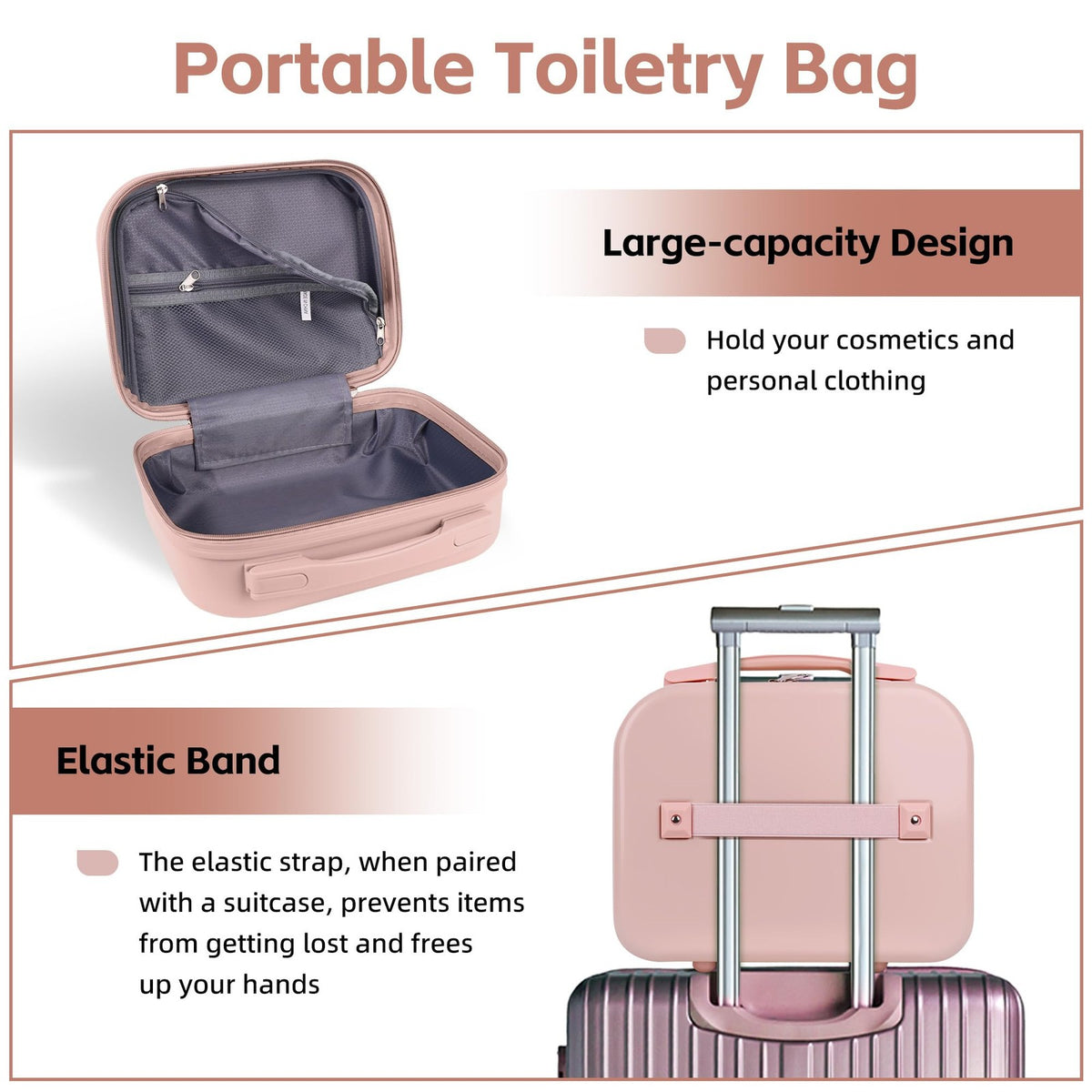 14 Inch Hard Shell Makeup Case Travel Toiletry Bag Carrying Luggage